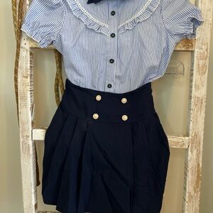 SHEIN Blue and White Striped Shirt